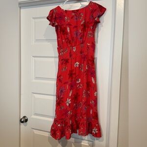 Banana Republic Orange Floral Midi Dress